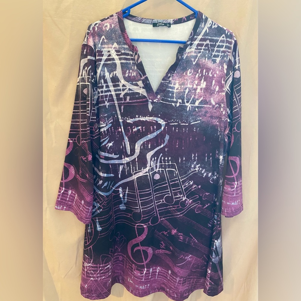 Lily by Firmiana Purple Music Note TunicTop
